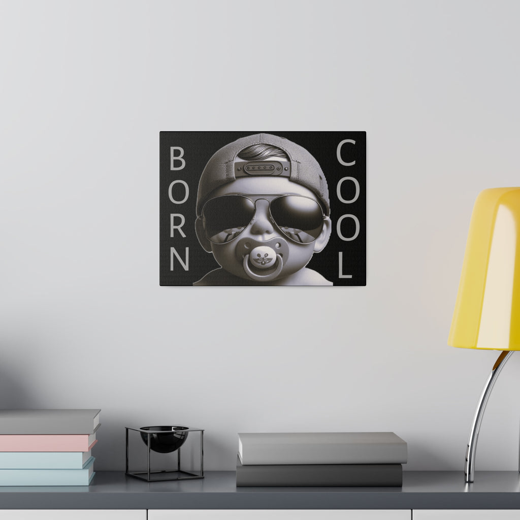 Born Cool | 12x9 Stretched Matte Canvas - FunMomCoolKid