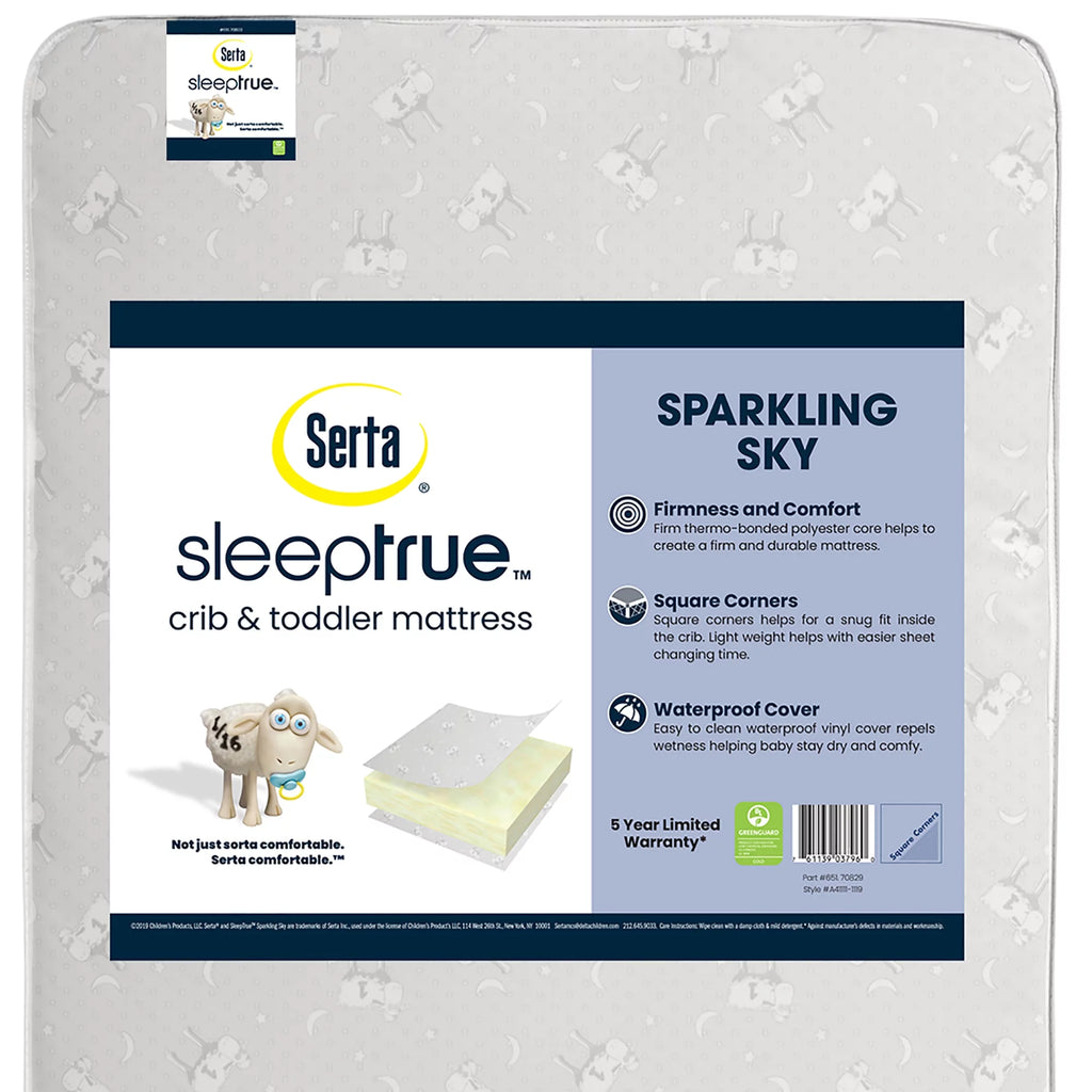 SleepTrue Sparkling Sky Crib Mattress - FunMomCoolKid