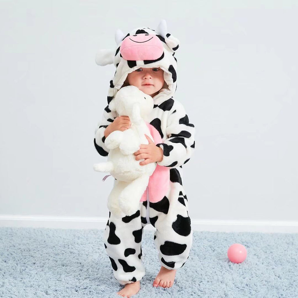 Fluffy Animal Baby Romper | Cow, Tiger, Panda, or Unicorn - FunMomCoolKid