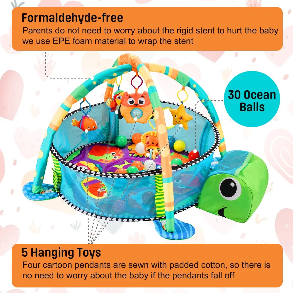 3-in-1 Turtle Fun Baby Play Mat - FunMomCoolKid