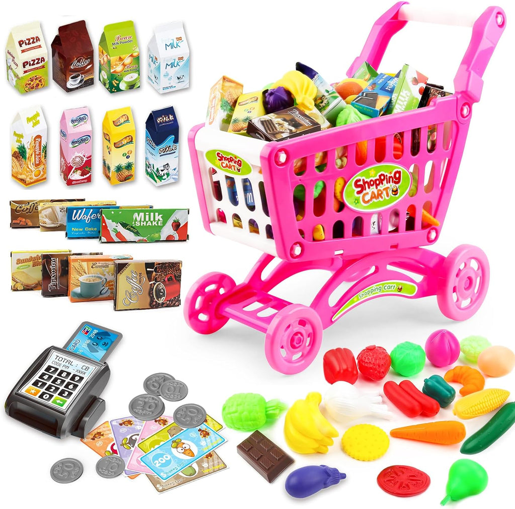 Kids Grocery Shopping Cart Set - FunMomCoolKid