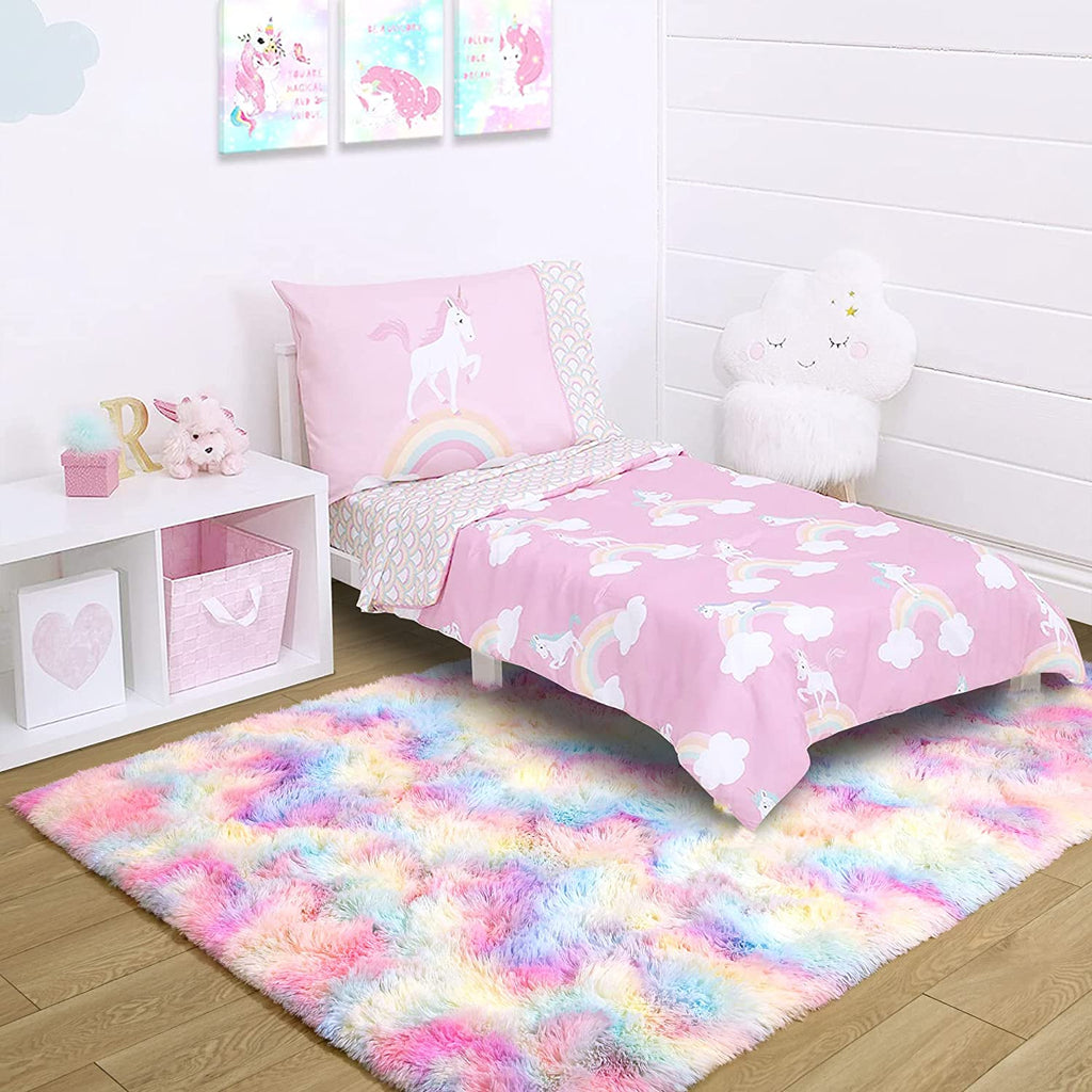 Fluffy Rainbow Shag Rug - FunMomCoolKid