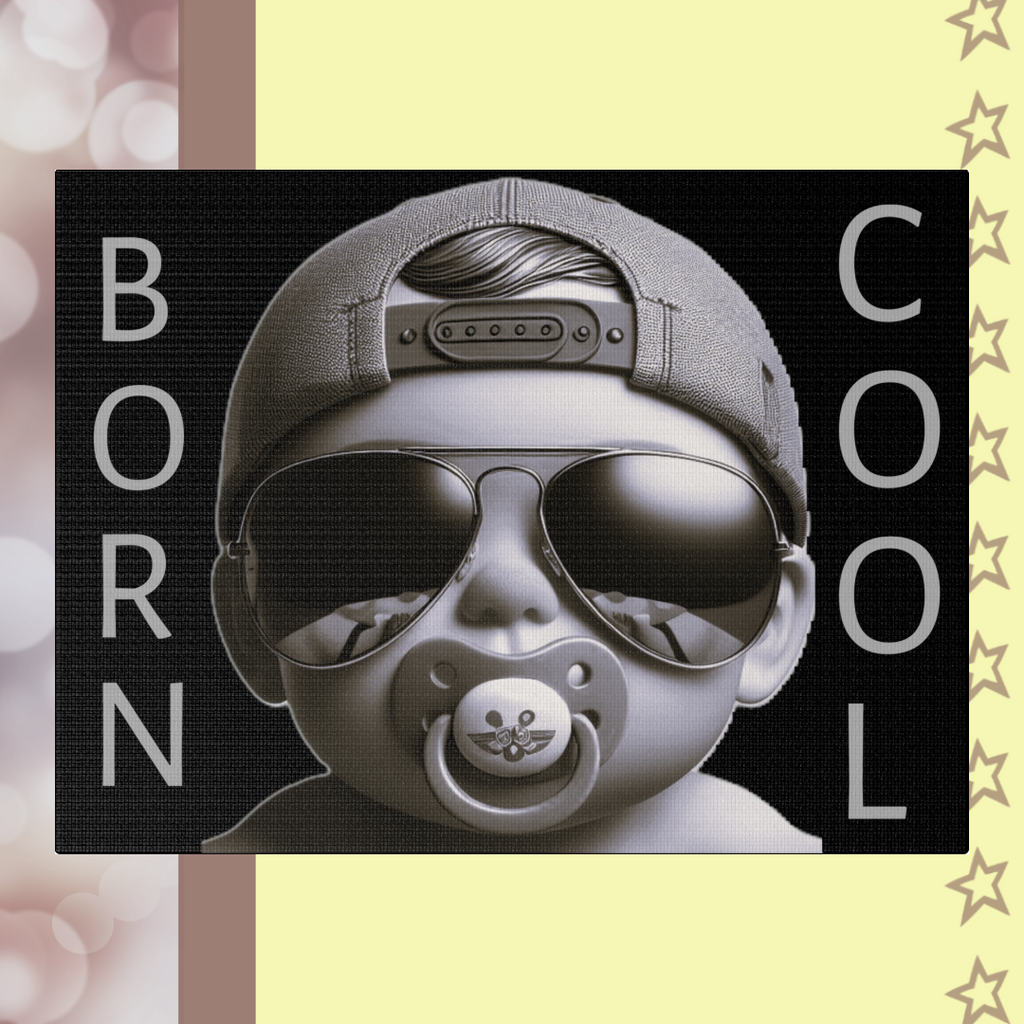 Born Cool | 12x9 Stretched Matte Canvas - FunMomCoolKid