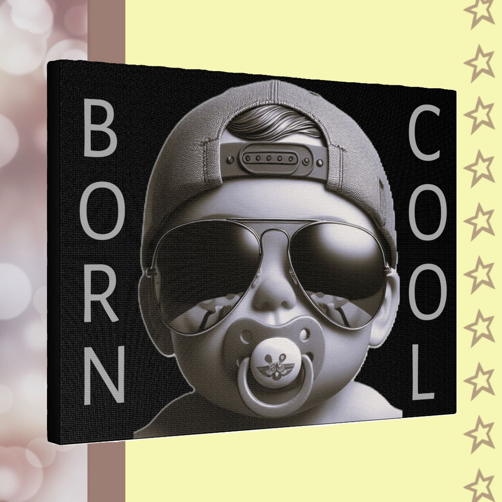 Born Cool | 12x9 Stretched Matte Canvas - FunMomCoolKid