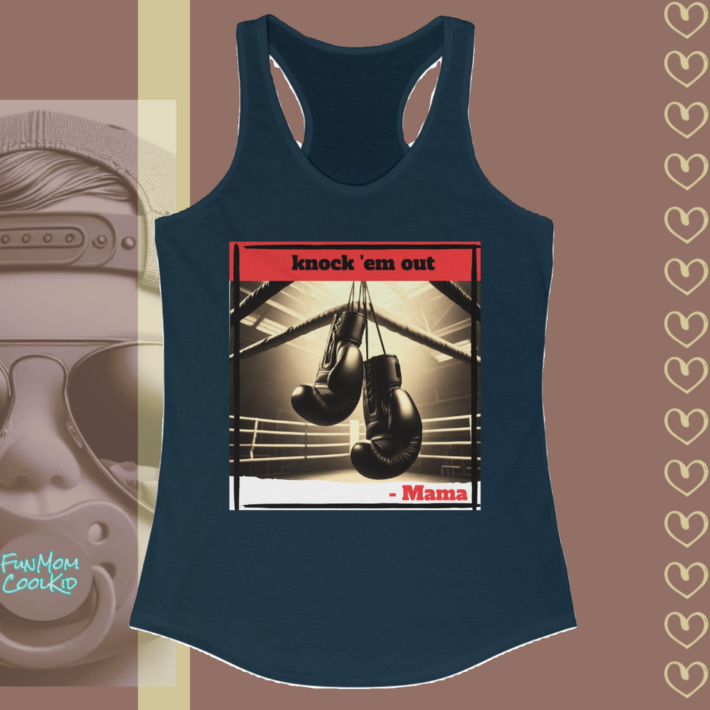 Knock 'em Out -Mama | Women's Racerback Tank - FunMomCoolKid