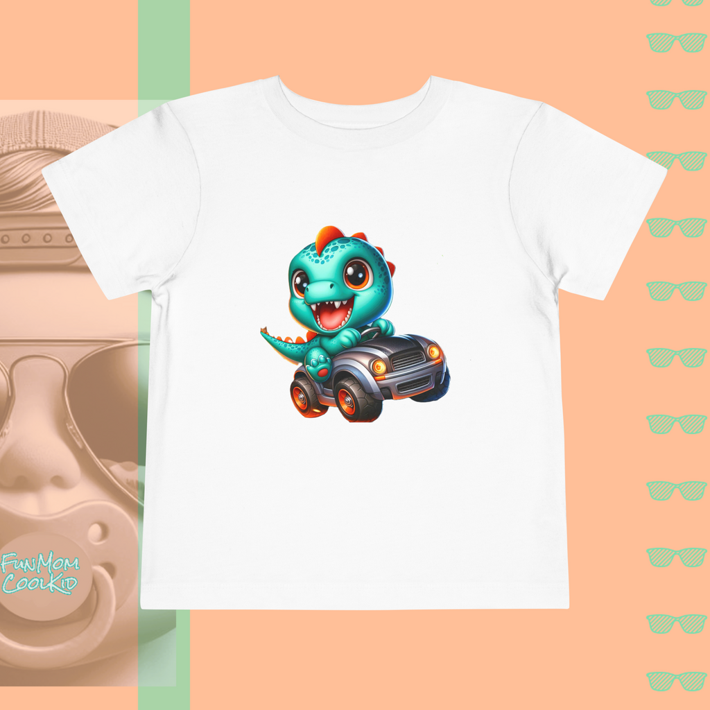 Dino Racer | Toddler Short Sleeve Tee - FunMomCoolKid