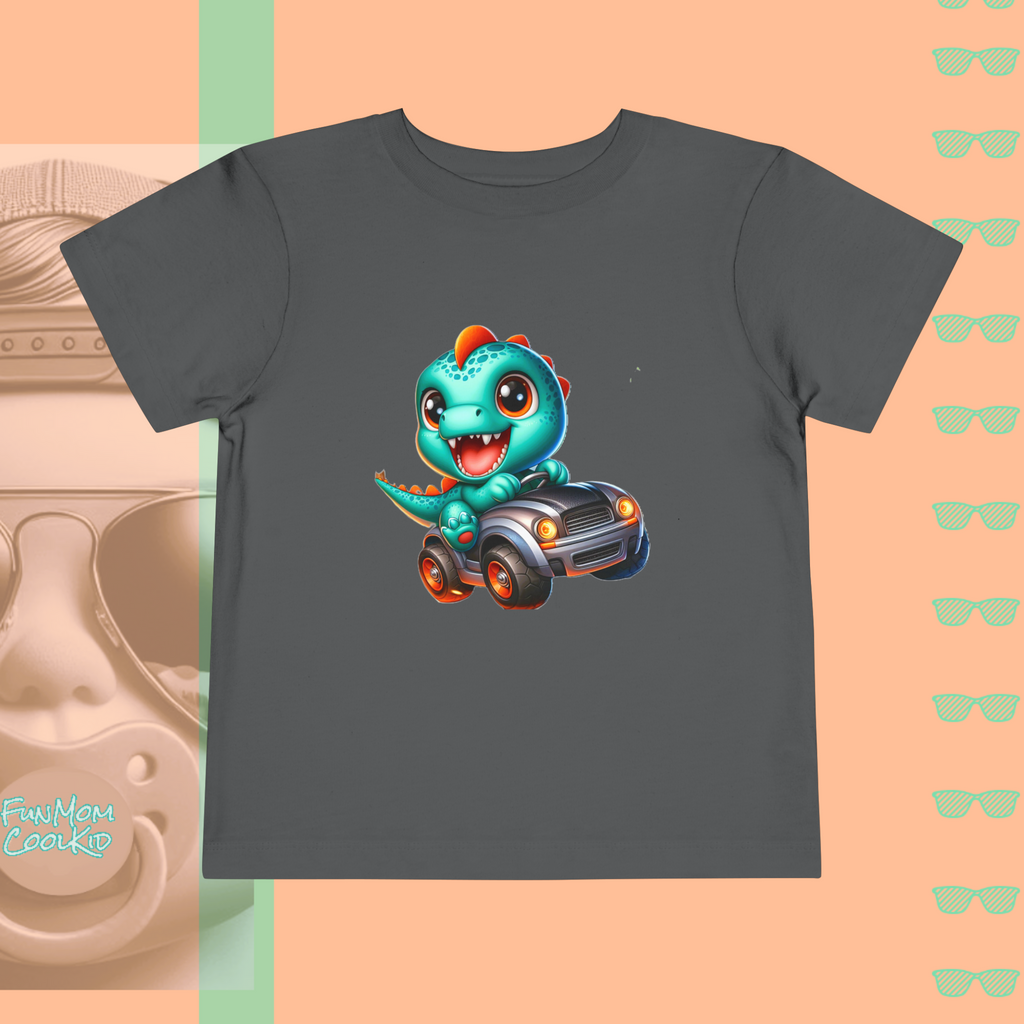 Dino Racer | Toddler Short Sleeve Tee - FunMomCoolKid