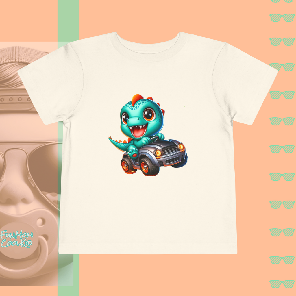 Dino Racer | Toddler Short Sleeve Tee - FunMomCoolKid