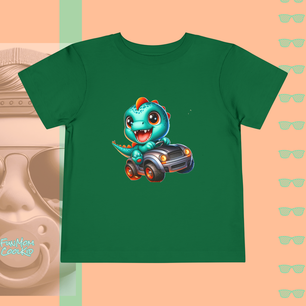 Dino Racer | Toddler Short Sleeve Tee - FunMomCoolKid