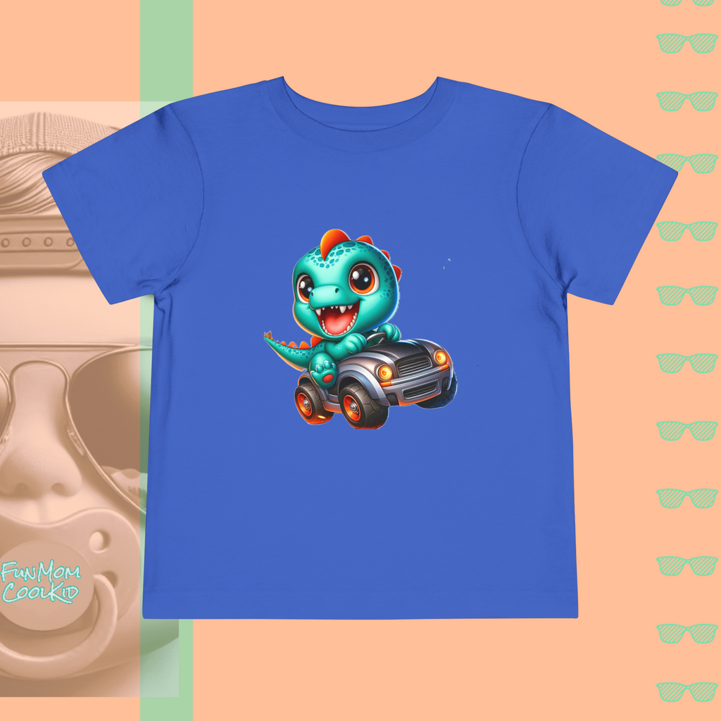 Dino Racer | Toddler Short Sleeve Tee - FunMomCoolKid