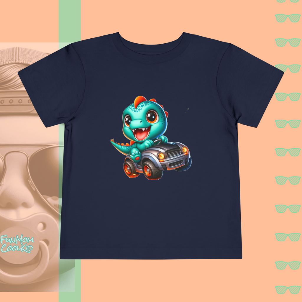 Dino Racer | Toddler Short Sleeve Tee - FunMomCoolKid