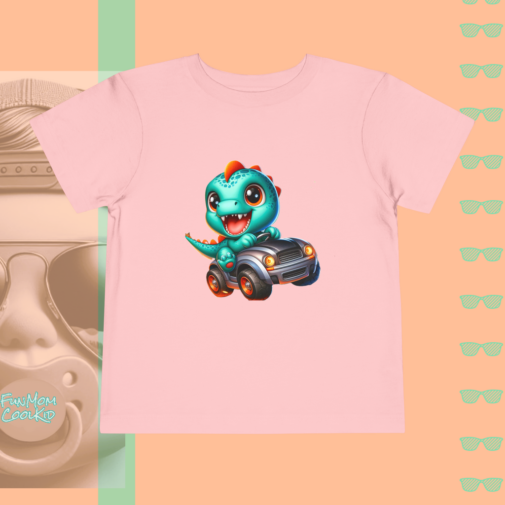 Dino Racer | Toddler Short Sleeve Tee - FunMomCoolKid