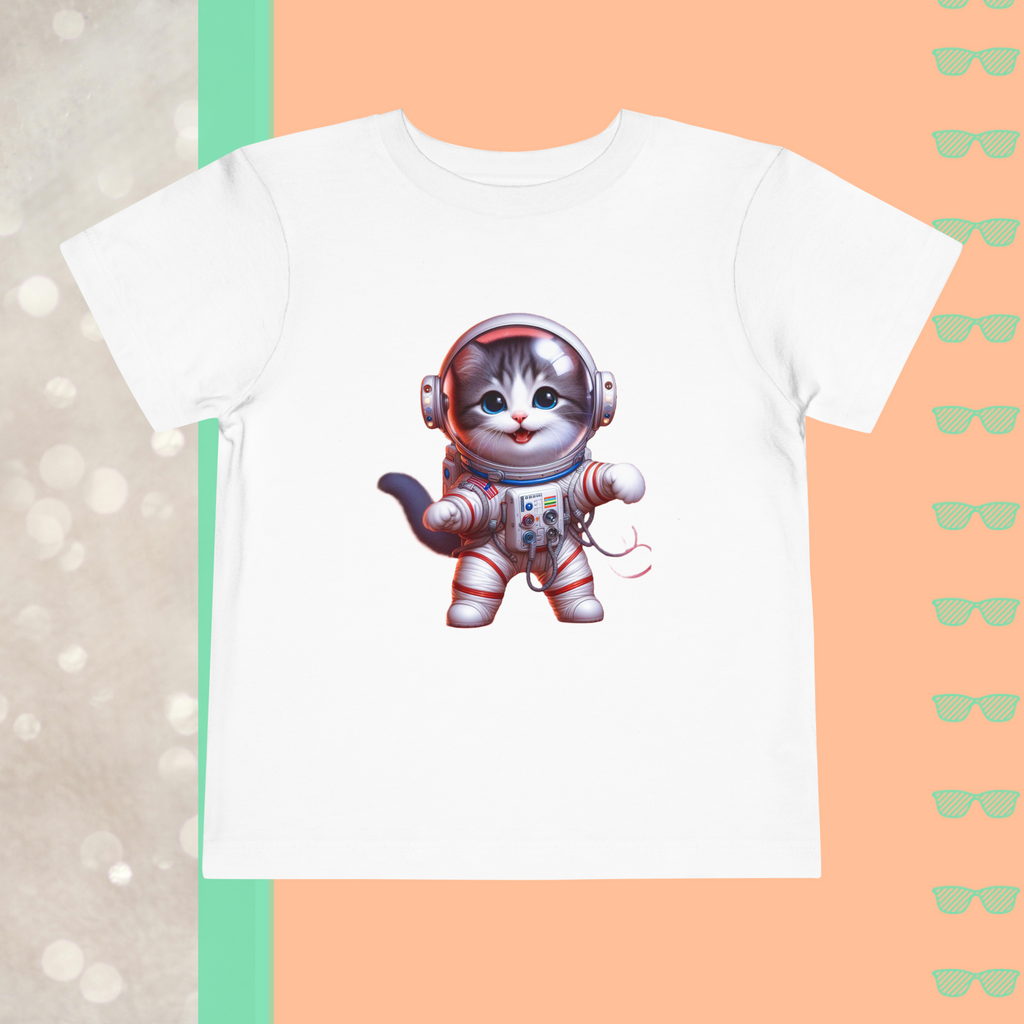 Astronaut Cat | Toddler Short Sleeve Tee - FunMomCoolKid