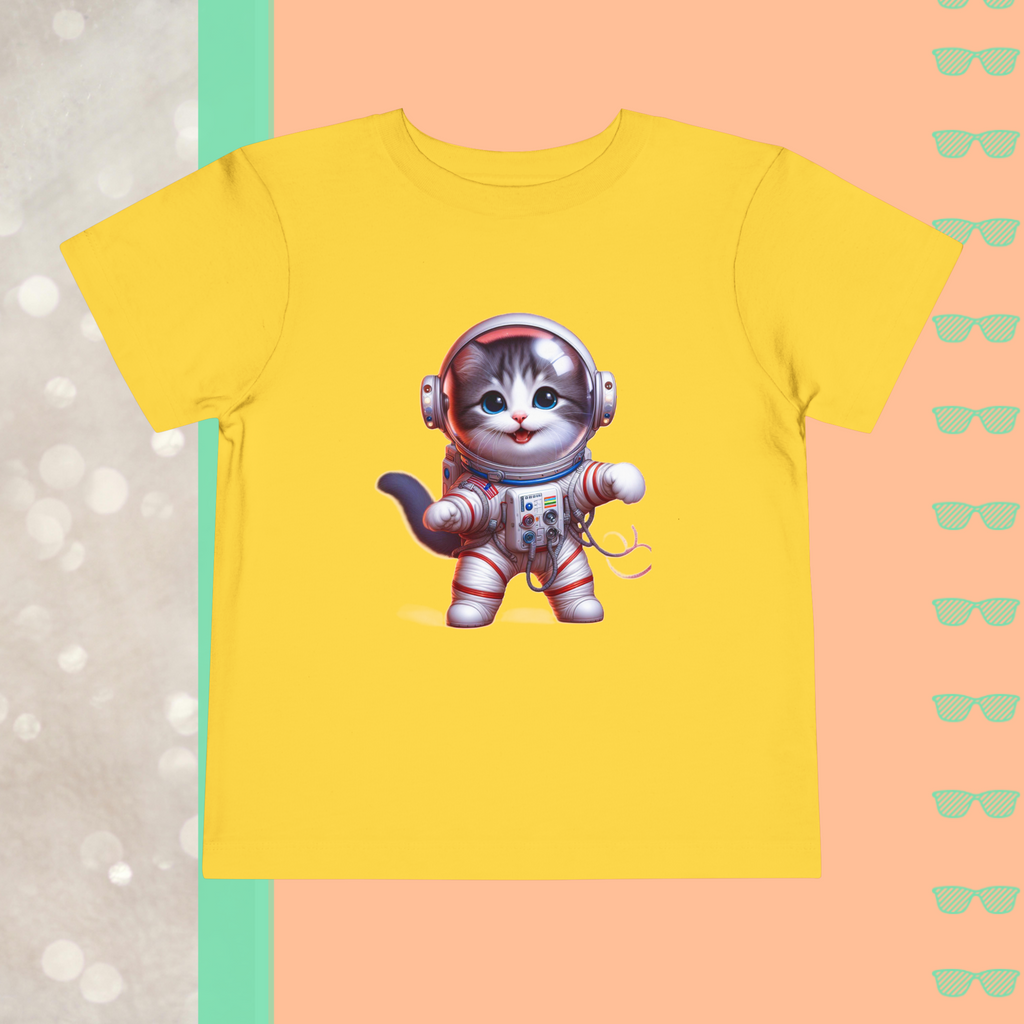 Astronaut Cat | Toddler Short Sleeve Tee - FunMomCoolKid