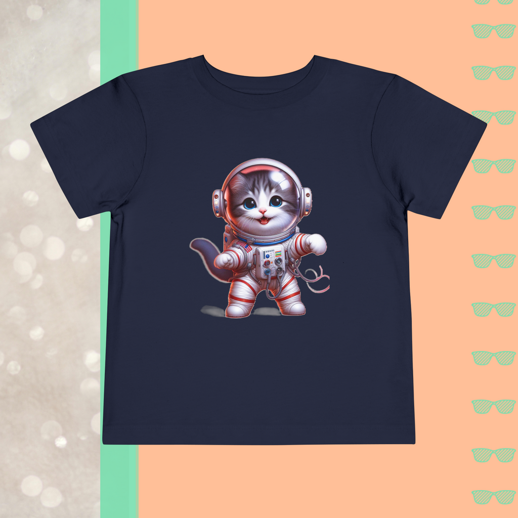 Astronaut Cat | Toddler Short Sleeve Tee - FunMomCoolKid