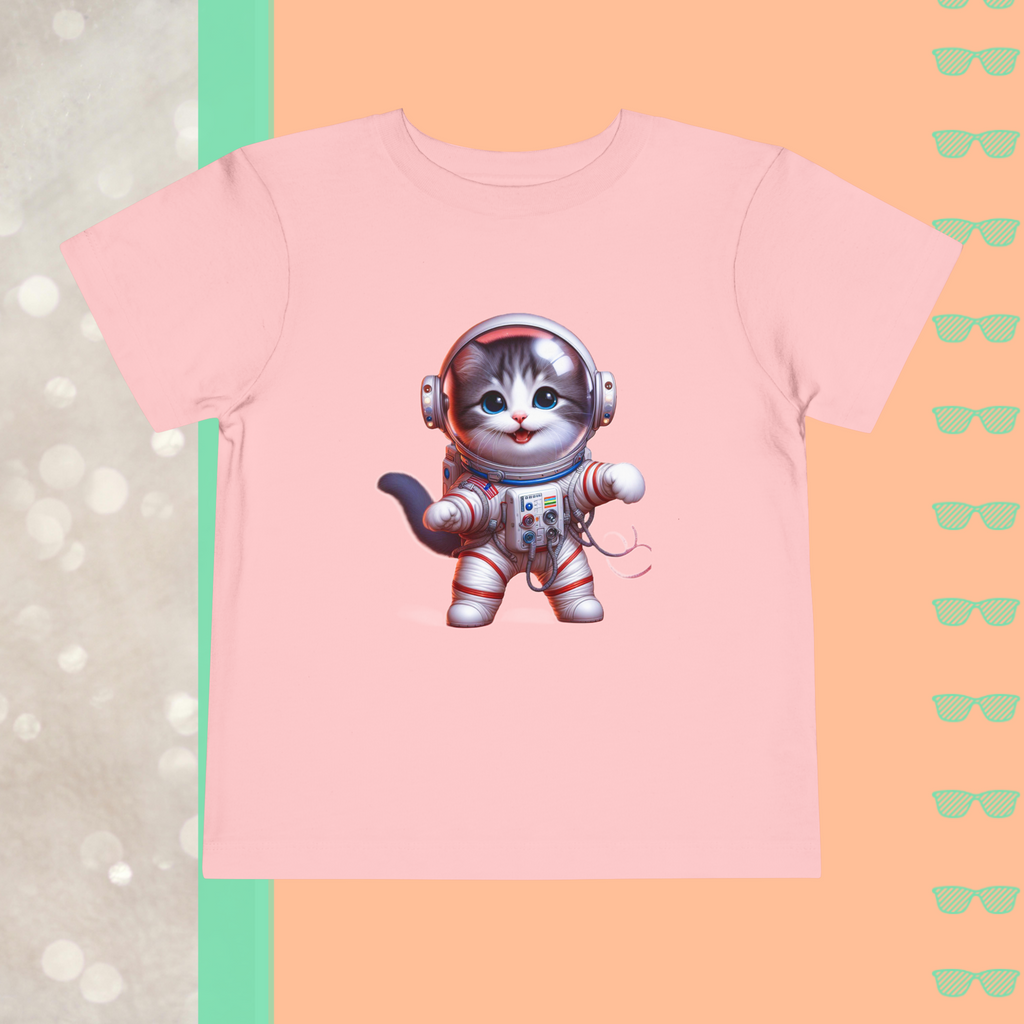 Astronaut Cat | Toddler Short Sleeve Tee - FunMomCoolKid