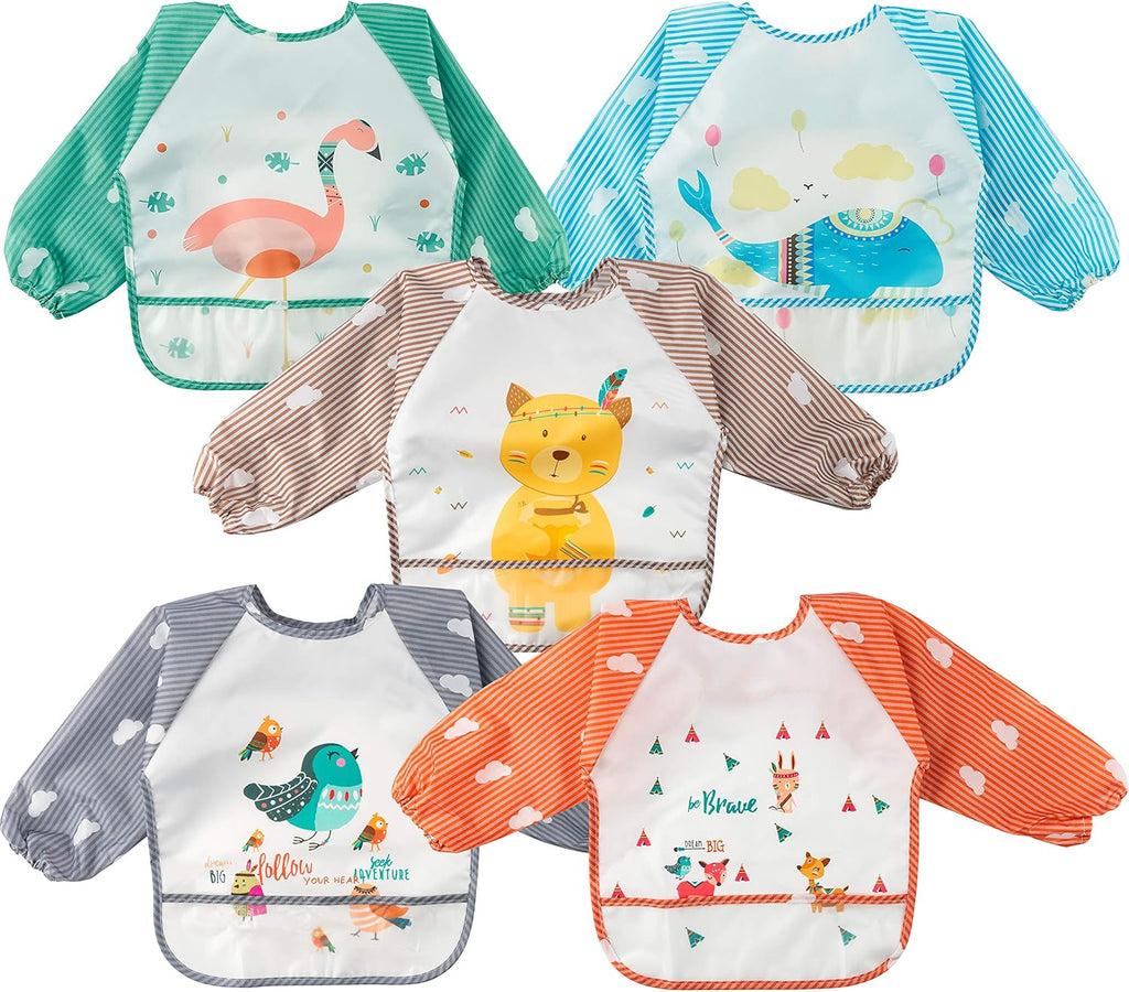 Waterproof Long-Sleeve Baby Bibs - FunMomCoolKid