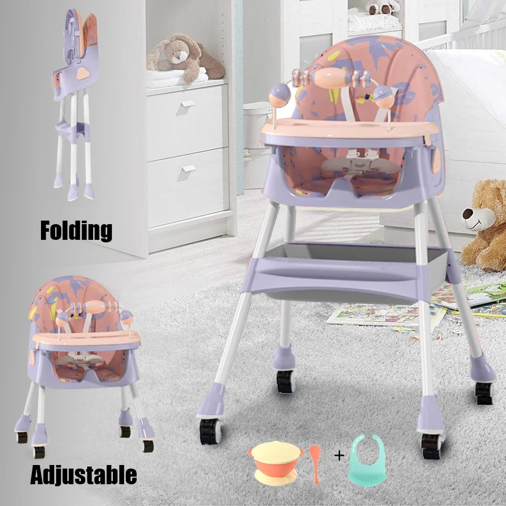 MONEHANE Purple Adjustable Highchair - FunMomCoolKid