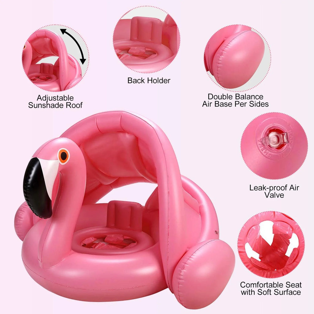 Flamingo Baby Pool Float Canopy - FunMomCoolKid