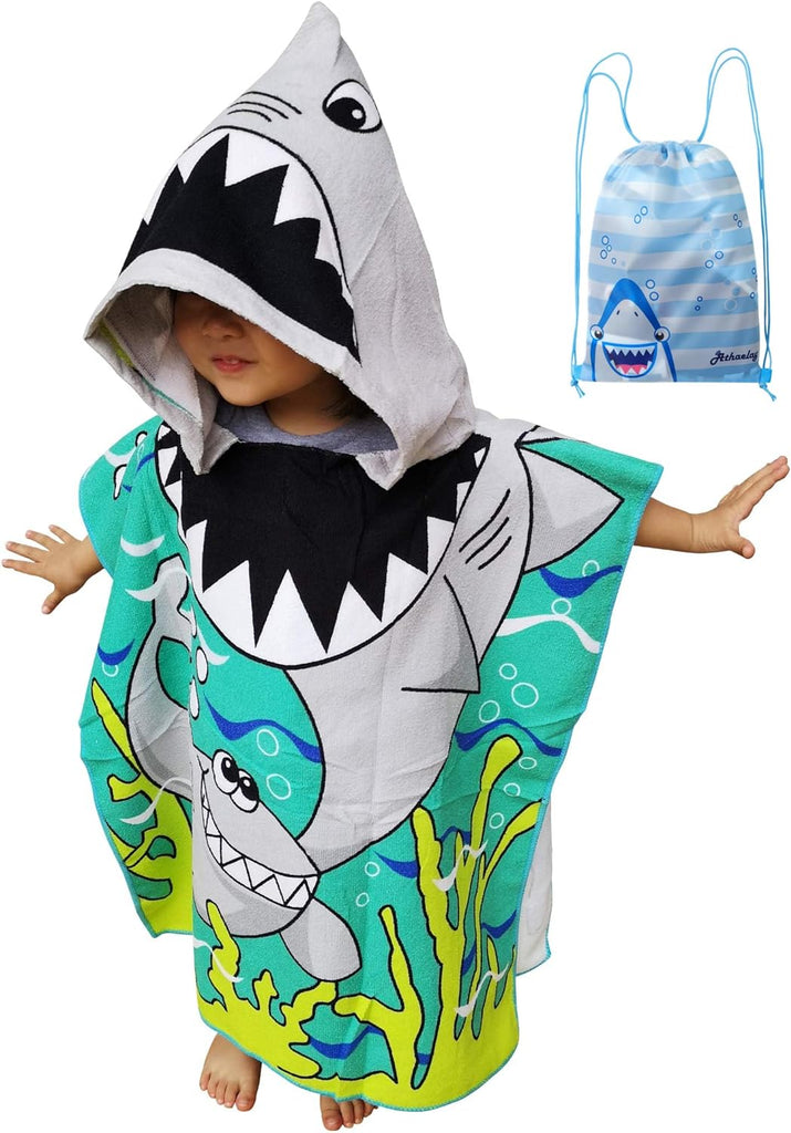 Mermaid or Shark Hooded Towel Poncho - FunMomCoolKid