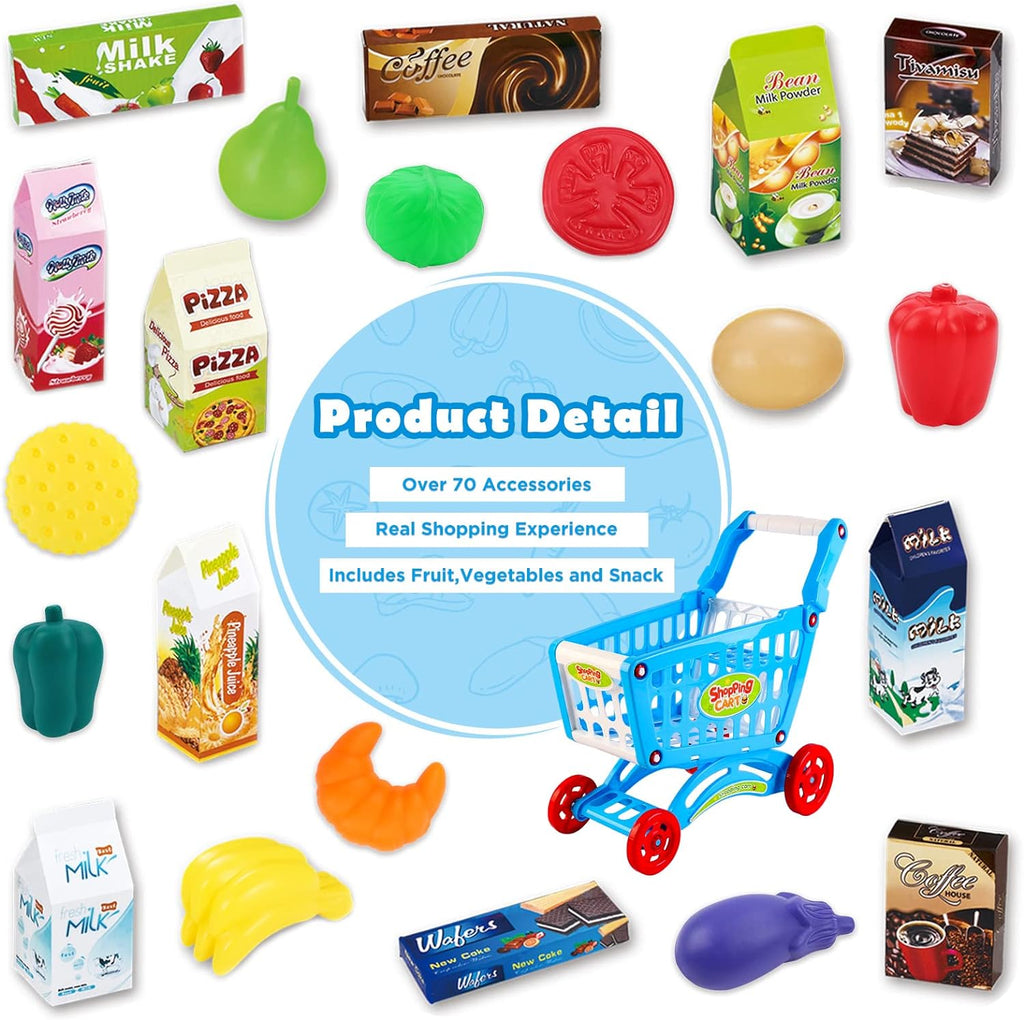 Kids Grocery Shopping Cart Set - FunMomCoolKid