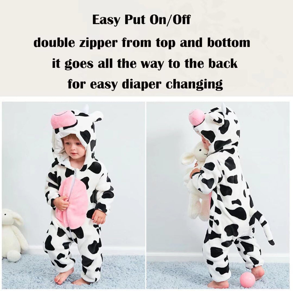 Fluffy Animal Baby Romper | Cow, Tiger, Panda, or Unicorn - FunMomCoolKid