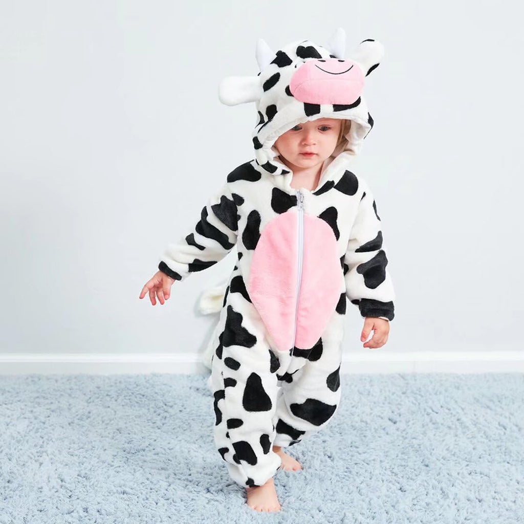 Fluffy Animal Baby Romper | Cow, Tiger, Panda, or Unicorn - FunMomCoolKid