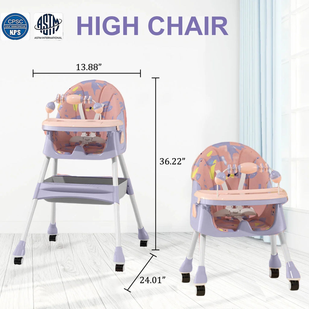 MONEHANE Purple Adjustable Highchair - FunMomCoolKid